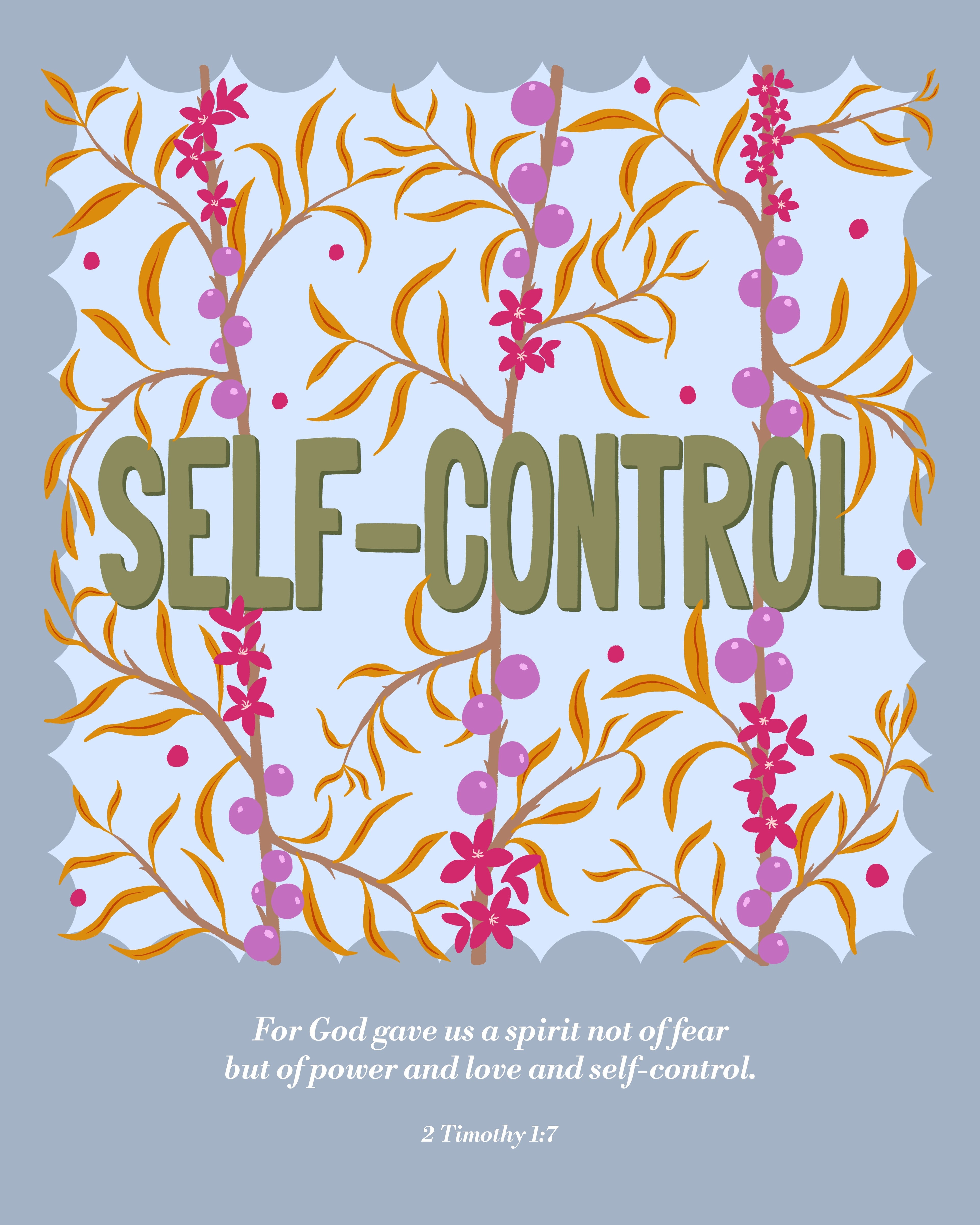 Self-Control Fruit of the Spirit - Digital Download JPEG + PNG Bible Verse Wall Art Printable Christian Home Decor/Cricut Crafts/Planner