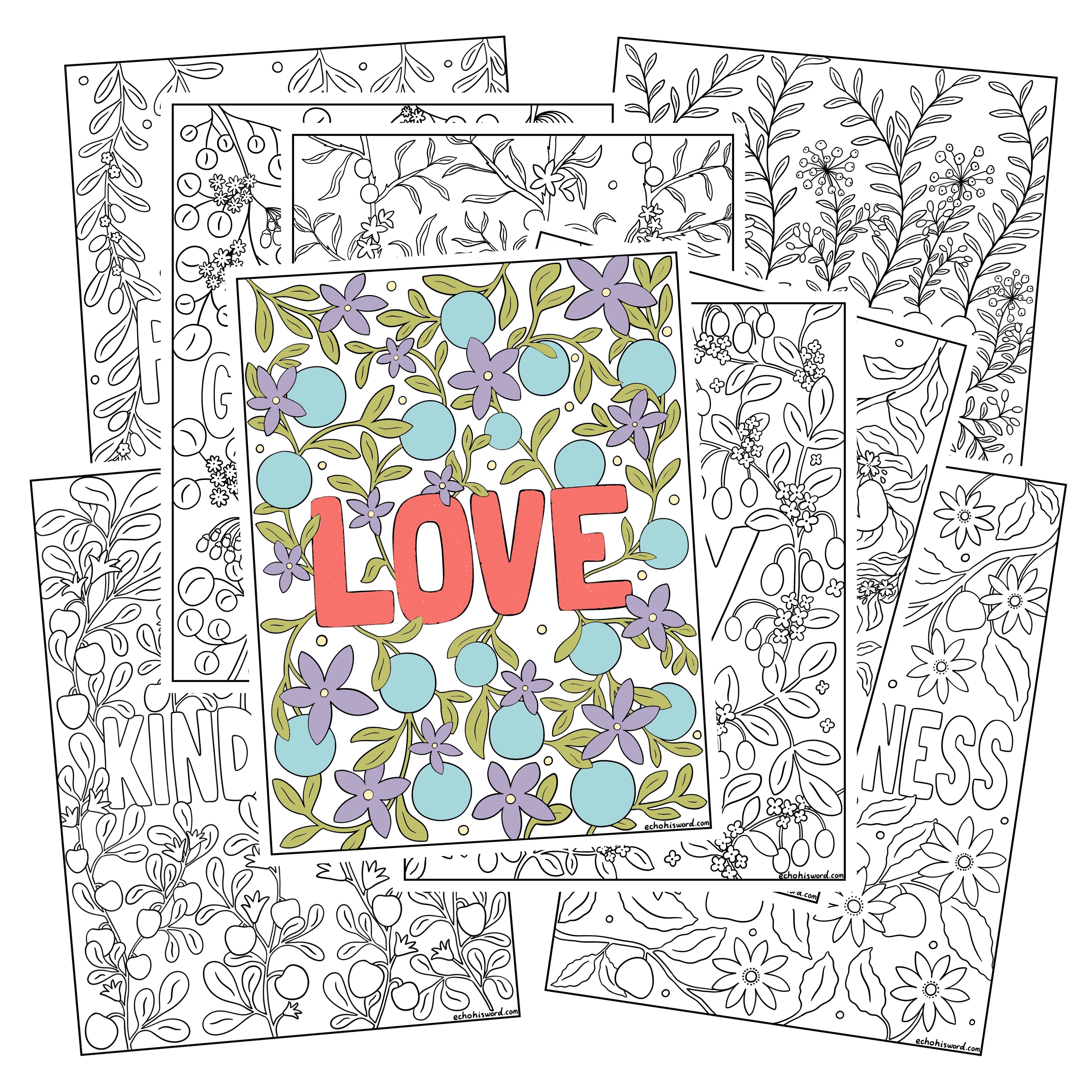Fruit of the Spirit Coloring Page Pack